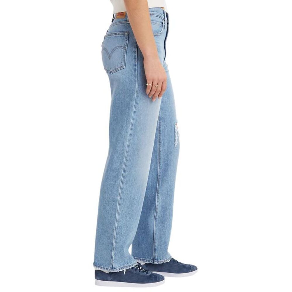 Levi's Women's Mid Rise Straight Leg Relaxed Jeans Medium Indigo Destructed - Picture 4 of 4